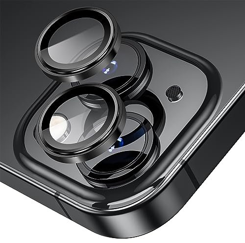KoGiio Pellicola Fotocamera Compatibile con iPhone 15/ iPhone 15 Plus, Vetro Temperato 9H Anti Graffio Protezioni per Obiettivi, HD Lega Alluminio Lente Protezione per 15/15 Plus - Nero