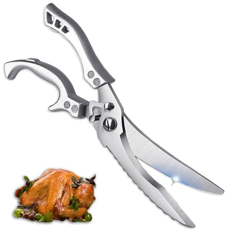 Forbici da Cucina,Forbici da Carne,Forbici da Pollame,Forbici da Pollo Trinciapollo,PerCarne,Osso di Pollo, Verdura,Chiusura Sicurezza e Meccanismo Molla,Affilate Acciaio inox Forbici Trinciapollo