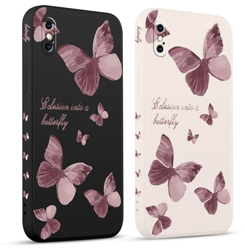 Pnakqil 2 stück Handyhülle für iPhone XS Max 6,5, Hülle Blitz Schmetterling Bemaltes Muster süß Ästhetik Schön Mädchen Kameraschutz Stoßfeste Case Silikon Schutzhülle Tasche