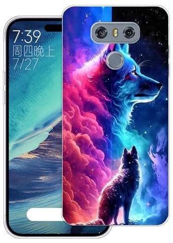 WUACYEAMING Carcasa para Móvil Compatible con LG G6 Ultrafina Delgado Cover Transparente TPU Silicona Antigolpes Anti-arañazos Bumper Caso para Case-(Lobo)