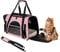 ZSMJAER Transporttasche für Haustiere+ Fleecematte, Transporttasche für Katzen und Kleinere Hunde bis 10 kg, Katzentransport-Tasche, Tasche für Welpen, Reisetasche für Auto, Flieger und Zug (Pink)