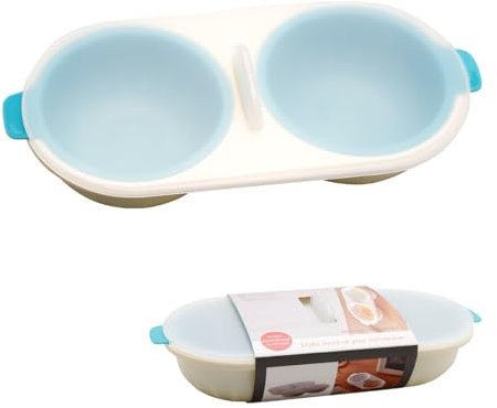 Tabanzhe Microwave Egg Maker & Steamer - Breakfast Cookware, 2 Cup Drainable Multi-Function Tool, Dishwasher Safe, Blue