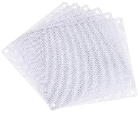 sourcing map 6PCS PC Dust Filter, 140x140mm PVC Computer Case Cooler Dustproof Mesh Cover Fan Grills for Computer Chassis Speakers, White