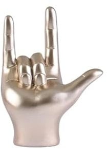 TRgqify-KM 19.5 cm Home Decor Interpreter Gift I Love You Sign Language Hand Figurine Resin Craft Figurine Golden Home Decor (Color : Gold)