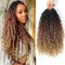 PORSMEER 6 Packs Lockige Göttin Faux Locs Crochet Haar für Frauen,45cm Lange Goddess Locs Crochet Haar Hippie Locs Synthetische Zöpfe,Messy Bohemian Fuax Locs Haarverlängerungen,schwarz/braun/blond