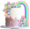 LARDUX 26 PCS Ball Cake Toppers - Mini Balloon Balls Pastel Rainbow DIY Baking Cupcake Cake Decorations for Birthday Baby Shower Macaron Unicorn Party