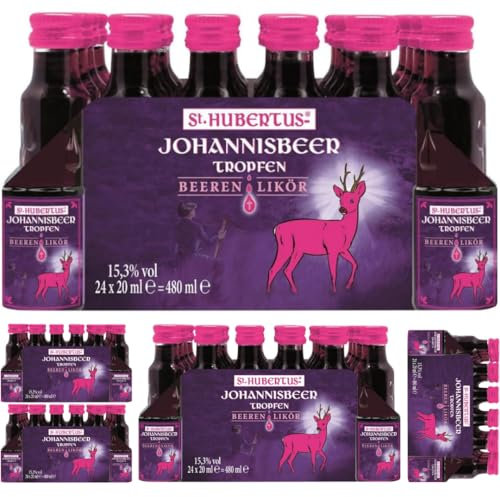 St. Hubertus Tropfen Johannisbeer Likör Beeren Likör 120 Flasche x 20 Milliliter + Pufai