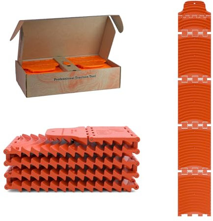 GoTreads XL - Par de tablas de recuperación de tracción compactas y plegables (naranja)
