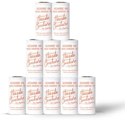 10 Recharges de 58 Feuilles pour Brosse Adhésive Anti Poils d'animaux, Cheveux, Poussière HAUTE COUTURE