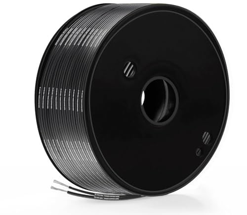 THUN-CT UL2468 16AWG 1,3mm² PVC-Flachkabel Schwarz, 2-adrig, 50m | Schwarzes UL2468 PVC-Flachkabel aus verzinntem Kupfer für LED, Elektronik und 12V/24V-Niederspannung