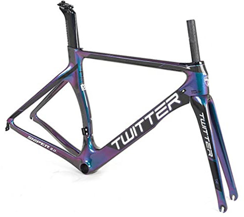 Verfärbung Carbon-Rennradrahmen mit Gabel C-Bremse Rennrahmen EPS BB86 Fahrradrahmen 46/48/50/52/54 cm Schnellspannrahmen F100/R130mm, für 700C-Rad (Farbe: Schwarz, Größe: 48 cm)