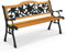 GOPLUS Gartenbank 2-3 Sitzer, Sitzbank Outdoor aus Kiefernholz, Metall bis 213kg belastbar, Terrassenbank wetterfest mit dekorativer Rücklehne, Armlehne, Parkbank für Garten Hof (Große Rose)