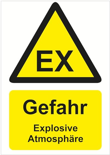 Indigos UG - Schild EX Gefahr Explosive Atmosphäre - 210x297 - Hotel, Firma, Schutz, KITA, Arzt, Praxis - Sicherheit - Warnung - Aluverbundplatte 3mm, Wohnung - Hinweisschild - Warnschild