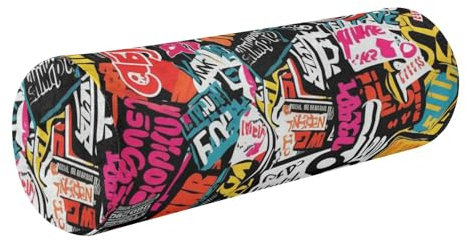 Amooorous Bunte, trendige Hüftkissen, personalisierte Muster, Nackenrolle, rundes Kissen für Nacken, Zylinder-Schaumstoff, Nackenrolle, Kissen für Bett