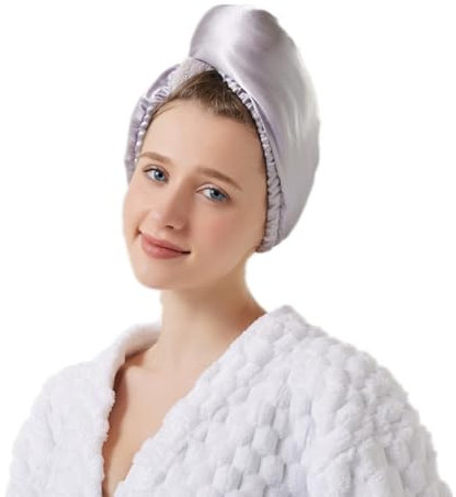 SJTJSPX Haarturban Damen Haartrockentuch Schnelltrocknend Turban Handtuch mit Knopf Mikrofaser Handtuch Lange Haar Trocknendes Tuch Frauen Mädchen Kopfhandtuch für Dusche Salon Bad
