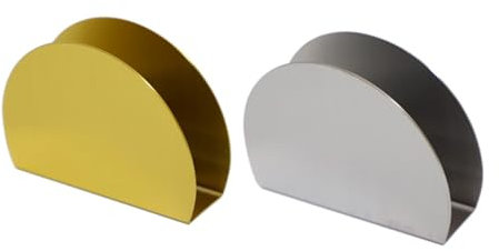 Amosfun Élégant Porte-serviettes En Papier De Style Européen 2 Pièces Doré Et Argenté Base En Demi-cercle Pour La Décoration Intérieure