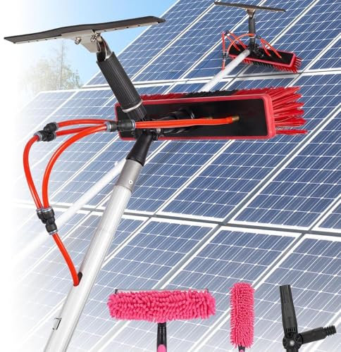 Adjustable Solar Panel Cleaning Brush and Pole, Window Cleaner Brush & Water Fed Pole Kit, Solar Panel Cleaning System Window Washing Equipment Tool,10M/55cm brush head