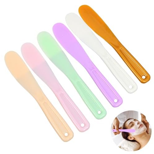 Bekecidi 6 PCS Cosmetic Spatula Skincare Spatula, Plastic Makeup Spatula Jelly Mask Facial Cream Lotions Spoon, Face Beauty Spa Tool for Mixing and Sampling
