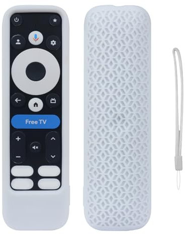 Custodia per onn Google TV 4K Pro 2024, Custodia protettiva in silicone per telecomando, custodia protettiva antiscivolo con cordino (Bianco)