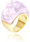 IMINI Crystal Glass Stainless Steel Band Gold-toned Plated Fashion Exaggerated CZ Rings Women's Stunning Large Statement Rhinestone Bands Cocktail Party Ring for Ladies Birthday (Pink, US7=O)