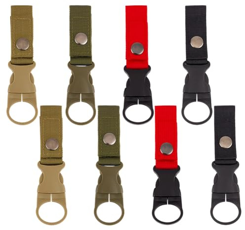 GOMAKERER 8 Pcs 4 Colors Hanging Bottle Buckle Clip Carabiner, Water Bottle Clip Holder Outdoor Plastic Carabiner Clip for Hanging Canteens, Thermoses, Travel Mugs