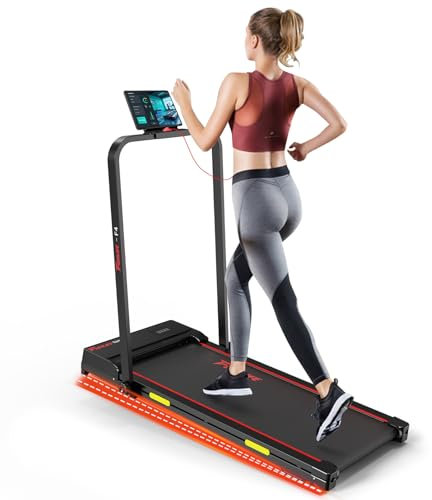 FunLife F4 Laufband klappbar (2025 Upgrade) – 4-in-1 Walking Pad mit 7% Steigung & App-Steuerung, leise mit Dual-Griffen & Sicherheitsleine, 1-12 km/h, ideal für Homeoffice, Senioren geeignet, rot