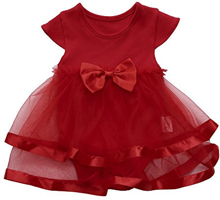 Vestito Neonata Cerimonia Senza Maniche Vestiti Estivi Bimba Principessa con Fiocco Abito da Sposa Bambina Abito Matrimonio Ragazza Abiti da Sera Chiffon Abiti da Damigella per Bambine 0-2 (Red, 24M)