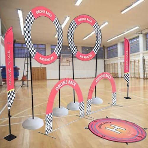 EXCLURA Drone Racing Gate Indoor-Drohnen-Hindernisparcours-Kit, Freestyle-Drohnen-Übungsspiel-Wettbewerb, RC-FPV-Renntor, Drohnen-Trainingskit mit 60-cm-Hindernisring(Style a)