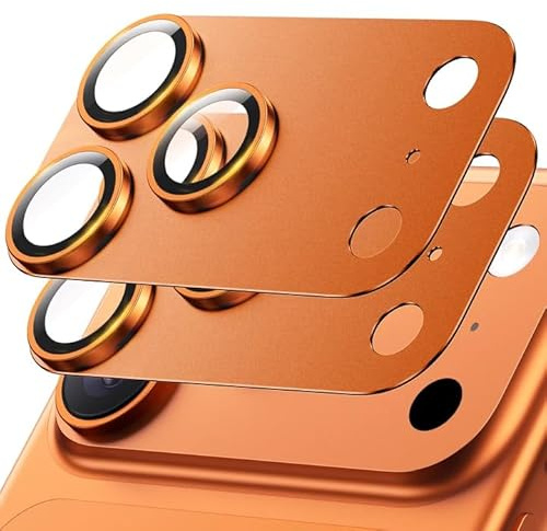 Hoerrye für iPhone 17 Pro Max Kameraschutz, Orange, 2 Stück | 12FT stoßsicher, Militärstandard, starke Haftung, 9H+ Panzerglas, Kamera+Display Vollschutz, kompatibel mit Hüllen