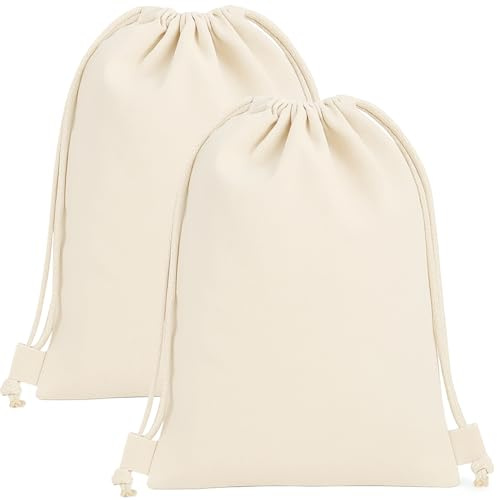 2 Stück Stoffbeutel mit Kordelzug, 38x42 cm Baumwollbeutel, Canvas Turnbeutel, Sack zum bemalen, Rucksack Stofftasche Bag, Jutebeutel Beutel Rucksack, Zuziehbeutel, Baumwoll Turnbeutel, Sportbeutel