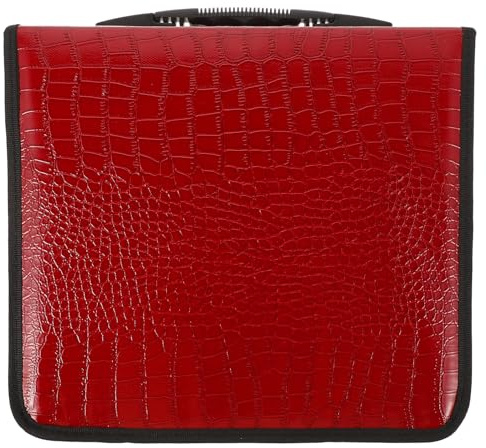 MOTHNUR 200 Pieces Large Capacity PU CD Storage Bag Red Wear-resistant Dvd Organizer Convenient Zipper Closure for Home and Car