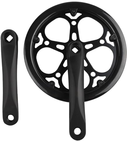 FUANA Für Klapprad-Kurbelgarnitur, 52T, mit Schutzscheibe, 170 mm Aluminiumlegierung, Stahl-Kettenblatt, kompatibel mit Vierkant-Tretlager, Fahrrad-Reparatursatz
