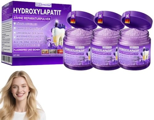 Dormorna Hydroxylapatit Zähne Reparaturpulver, Natürlich Zahnrestauration Pulver, Dormorna Zahnpulver, für Zahnschmelzschutz, Empfindliche Zähne, Zahnstärkung, Frischer Atem (3 Stück)