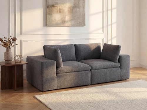 Vente-unique-2-Sitzer Sofa modulbar - Stoff Anthrazitgrau - CORTOLINE