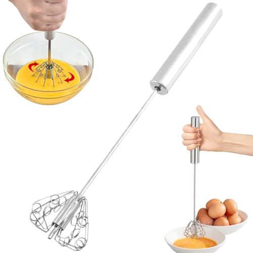 Fouet semi-automatique de 14 pouces en acier inoxydable, fouet à main pratique réutilisable pour la farine et la crème au beurre - Semi-automatique