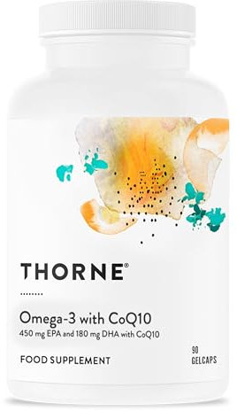 Thorne Omega-3 with CoQ10 - Omega-3 Fatty Acids Supplement with CoQ10 - EPA and DHA - 90 Gelcaps