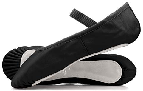 Roch Valley Ophelia Full Sole Black Leather Ballet Shoes (Black, 3)