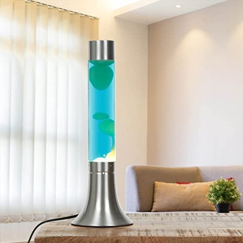 Licht-Erlebnisse Lavalampe Aluminium Glas in Silber Blau Weiß Jugendzimmer H:37,5 cm G9 inkl. Leuchtmittel stimmungsvoll Retro Magma Tischlampe YVONNE