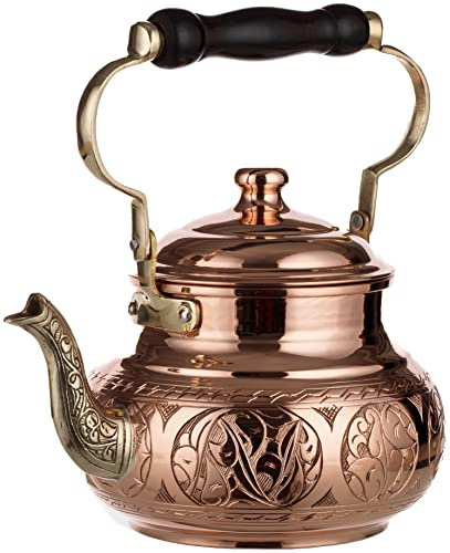 DEMMEX Théière en cuivre massif gravé, 1,6 l