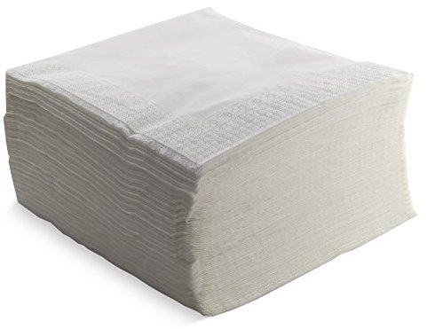 Morigami, Serviette in Standardgröße, 1/4-Falz, 100 Servietten, glatte Oberfläche mit Bordüre, weiß