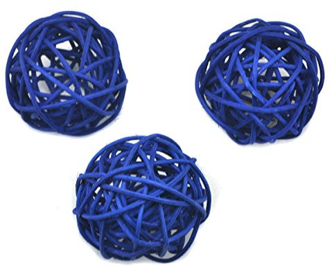 10 Stück Natur Wicker Rattan Kugeln Tischschmuck Hochzeit Party zum Aufhängen Wobble Ball Weihnachten Deko 6cm Blau