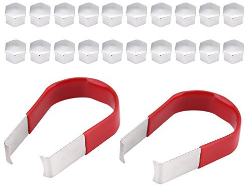 Qiilu Radmutterabdeckungen, 20 Stück, 19 mm, Sechskantschutz, für Radmuttern, Chrom
