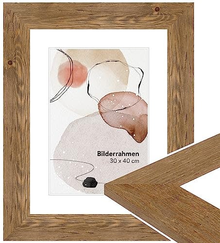 WANDStyle Bilderrahmen Eiche 20x20 cm quadratisch aus Holz im Landhaus-Stil zum Aufhängen, Fotorahmen Made in Germany - H780