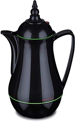 ROTPUNKT Isolierkanne 911 SEMA 1,0 l | Zweifunktions-Drehverschluss | BPA Frei- gesundes trinken | Warm + Kalthaltung | Glaseinsatz | black/electric grashopper