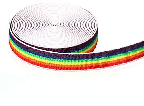 Elastisches Band mit Regenbogenmuster, 2,5 cm breit, 4,5 m lang, zum Nähen
