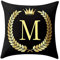 Xmiral Kissenhüllen Bettkissenbezug Polyester Golden Buchstabe Drucken Schwarz Zierkissenbezüge 45x45 cm Einfach Quadratischer(M)