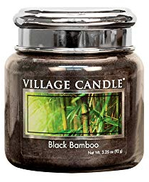 Village Candle Kleines Glas mit Metalldeckel, 107 ml, schwarzer Bambus
