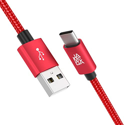 JAMEGA – 3m USB Typ C Kabel Rot | 3A Nylon geflochten USB C Ladekabel & Datenkabel Fast Charge Snyc schnellladekabel kompatibel mit Samsung Galaxy S10/S9/S8+, Huawei P30/P20, uvm.