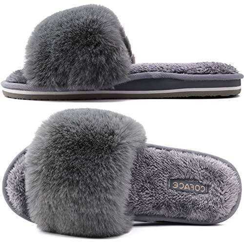 COFACE Pantofole Donna Ciabatte Pelose Donna Invernale Ortopedico Ciabatte da Casa Pantofole Pelliccia con Pelo Invernali Piatte Sandalo 38