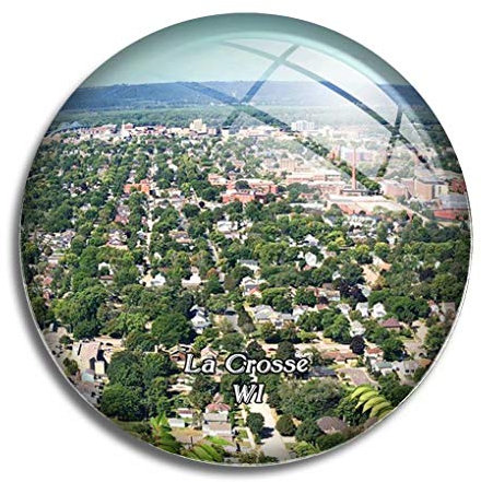 Fridge Magnet La Crosse Grandad Bluff Wisconsin USA America Glass Magnets for Refrigerator Souvenirs Cute Crystal Magnet Decor for Whiteboard Office Home Gift